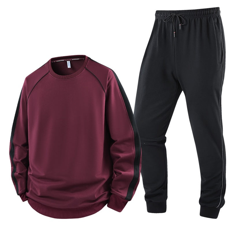 Herren Sportliches Trainingsanzug-Set aus French-Terry mit seitlichen Kontraststreifen, Rundhalsausschnitt & tapered Jogginghose Drune