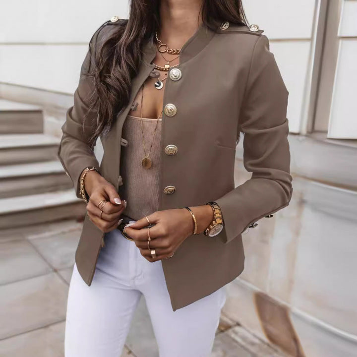 Damen modischer Blazer mit goldenen Knöpfen und schmalem Schnitt Drune