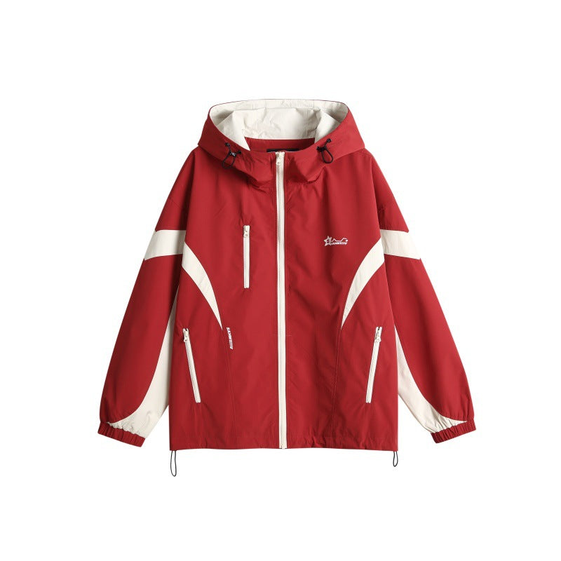 Unisex Technische Kapuzen‑Windbreakerjacke im Boxy‑Cut mit kontrastierenden Paneelen und wasserabweisenden Reißverschlüssen Drune