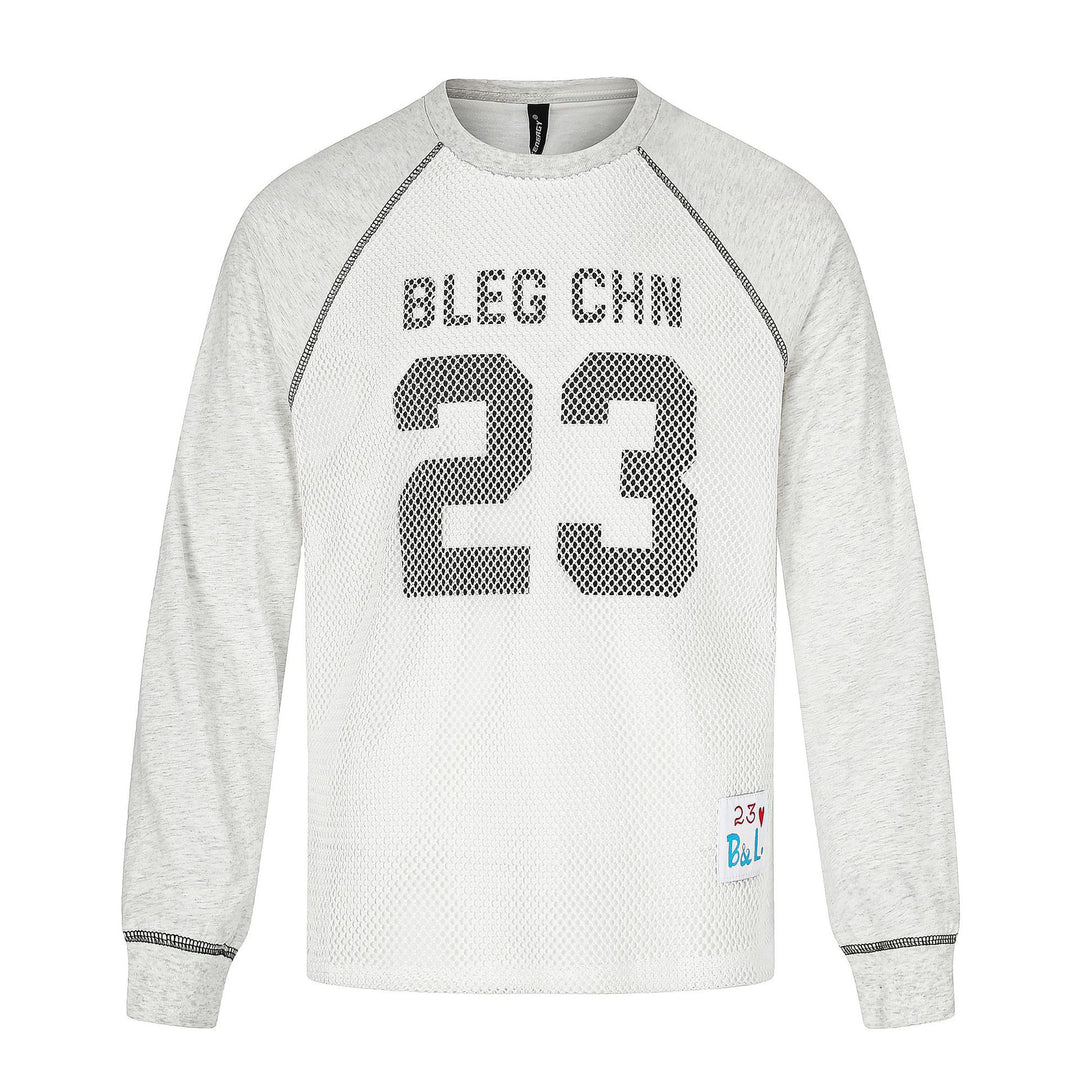 Herren Sportives Mesh-Layer Rundhals‑Sweatshirt mit Raglanärmeln und Front‑Print Drune