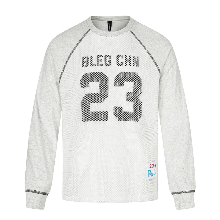 Herren Sportives Mesh-Layer Rundhals‑Sweatshirt mit Raglanärmeln und Front‑Print Drune