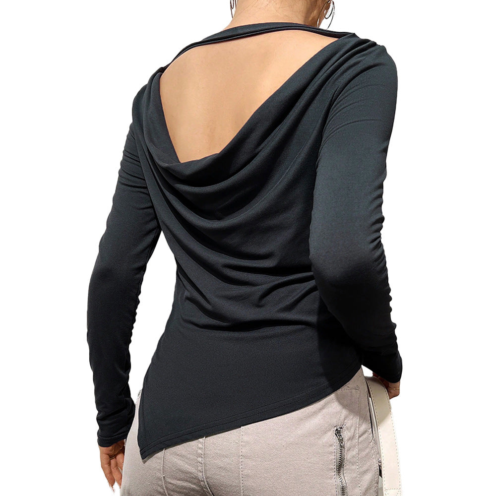 Damen Langarmbluse mit lässigem Wasserfallausschnitt und eleganter Rückenpartie Drune