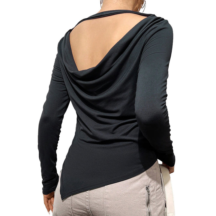 Damen Langarmbluse mit lässigem Wasserfallausschnitt und eleganter Rückenpartie Drune