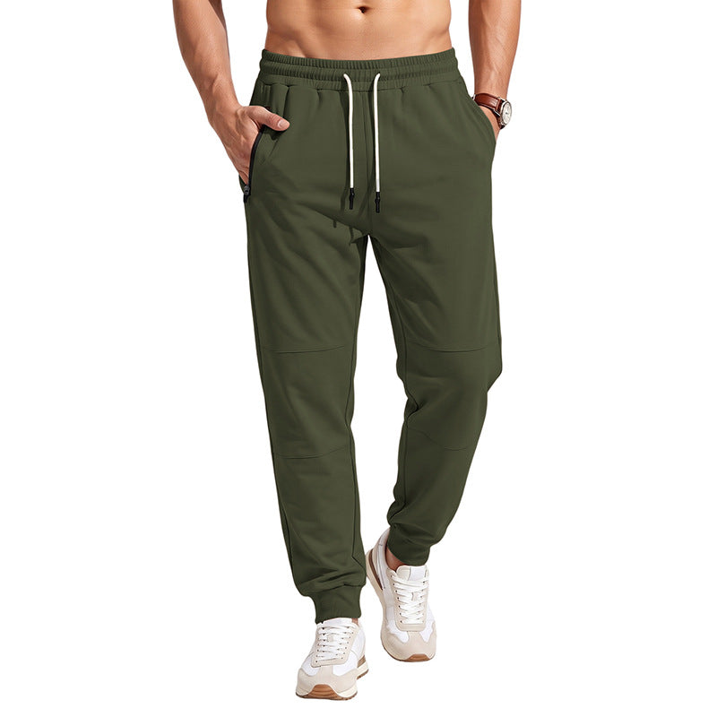 Herren Slim-Fit Performance-Jogginghose aus French-Terry mit Knieeinsatz und Reißverschlusstaschen Drune