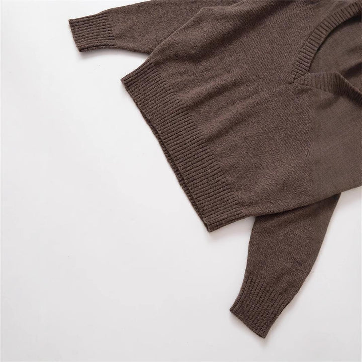 Damen bequemer V-Ausschnitt Pullover aus hochwertiger Wolle Drune