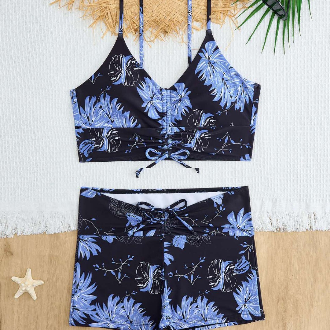 Damen Bikini mit floralem Rüschendesign und verstellbaren Trägern Drune