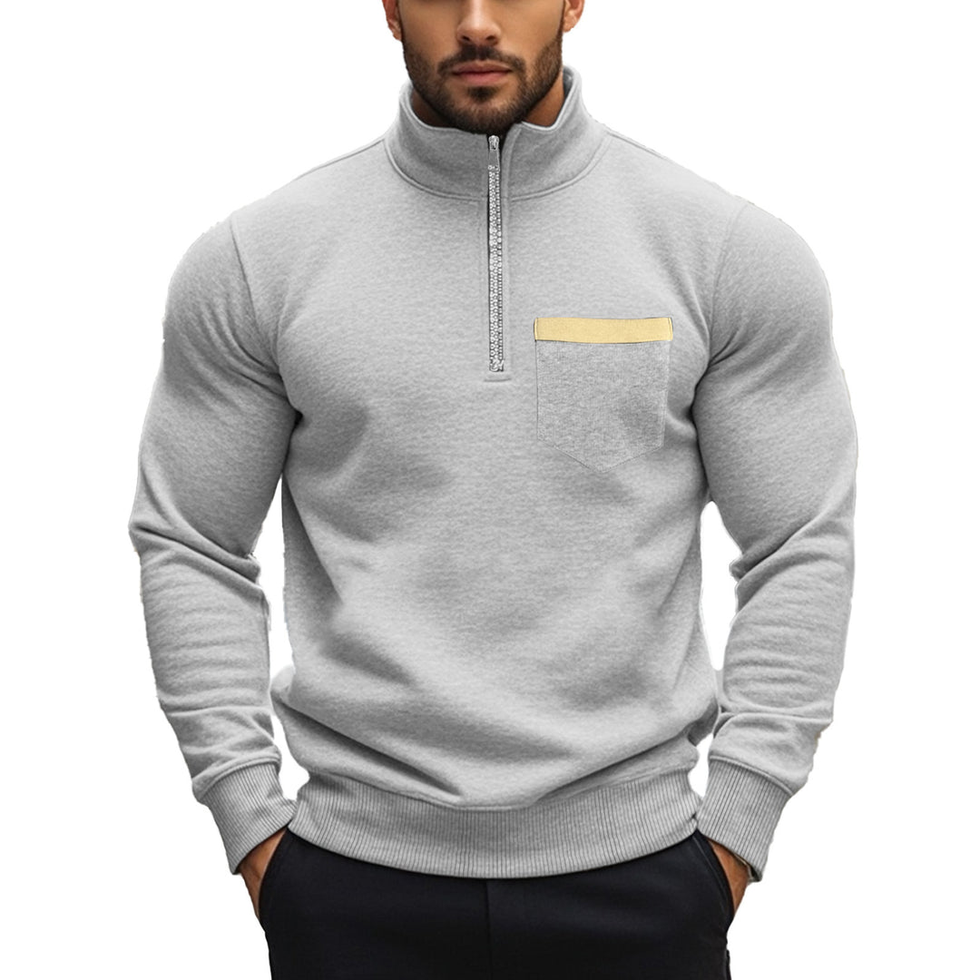 Herren nan angerauter Sweat-Halbzip mit kontrastiertem Innenkragen und elastischem Saum Drune