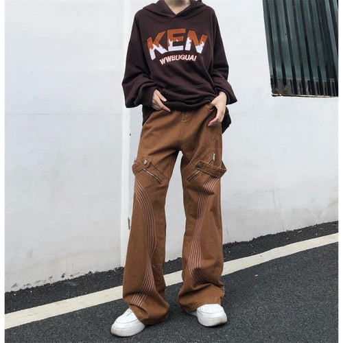 Herren modische Cargo-Hosen mit stylischen Zipper-Details und kontrastierenden Nähten Drune