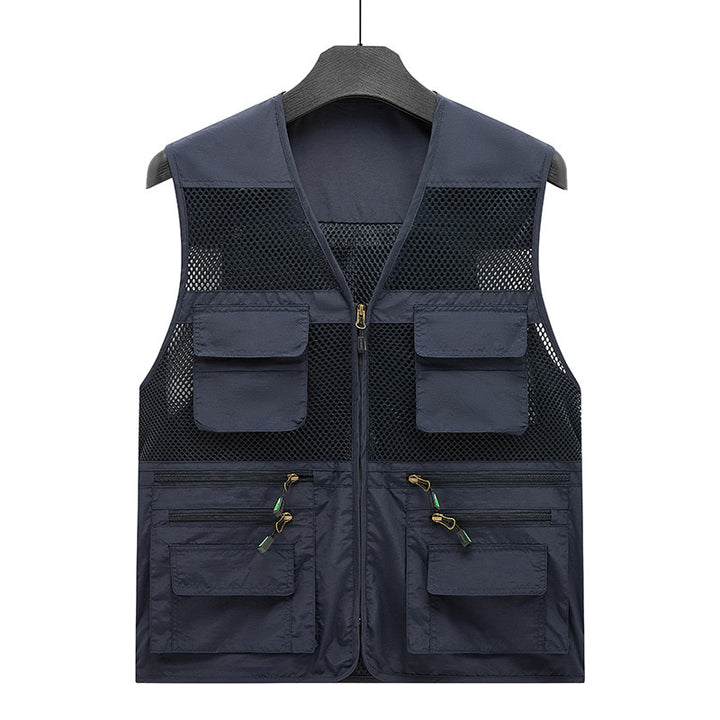 Herren atmungsaktive Mesh Outdoorweste mit multifunktionalen Taschen und Frontreißverschluss Drune