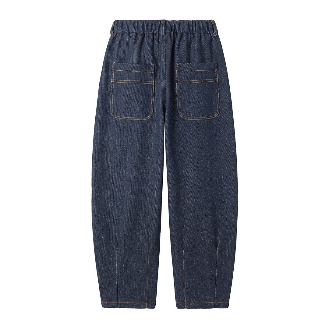 Damen Hochtaillierte Relaxed-Jeanshose mit Bundfalten, Teilungsnähten und elastischem Rückbund Drune