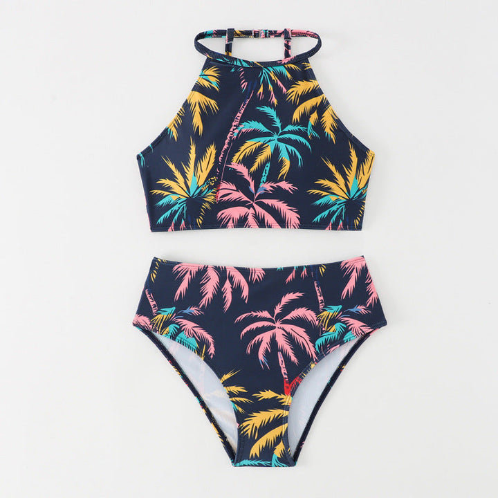 Damen Bikini-Set mit sportlichem Schnitt und trendigem Palmendruck Drune