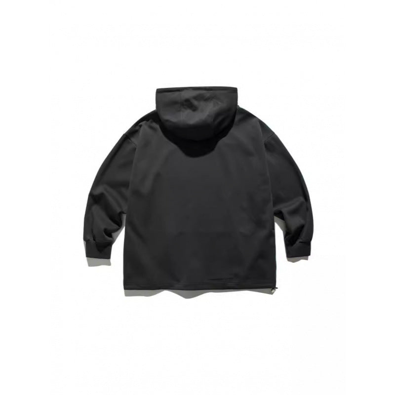Unisex Oversize-Kapuzenpullover mit Halbreißverschluss und Kängurutasche Drune