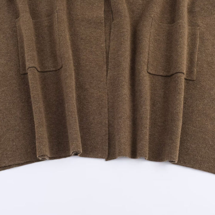 Damen Kuschelige Poncho-Jacke mit großer Taschen und wärmender Wollmischung Drune