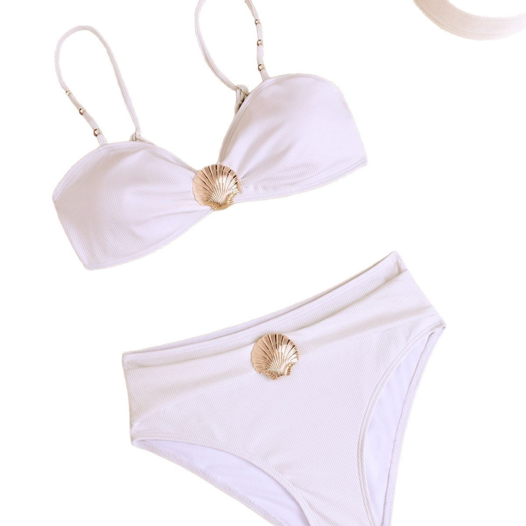 Damen Hochgeschnittener Bikini mit elegantem Muschel-Detail Drune
