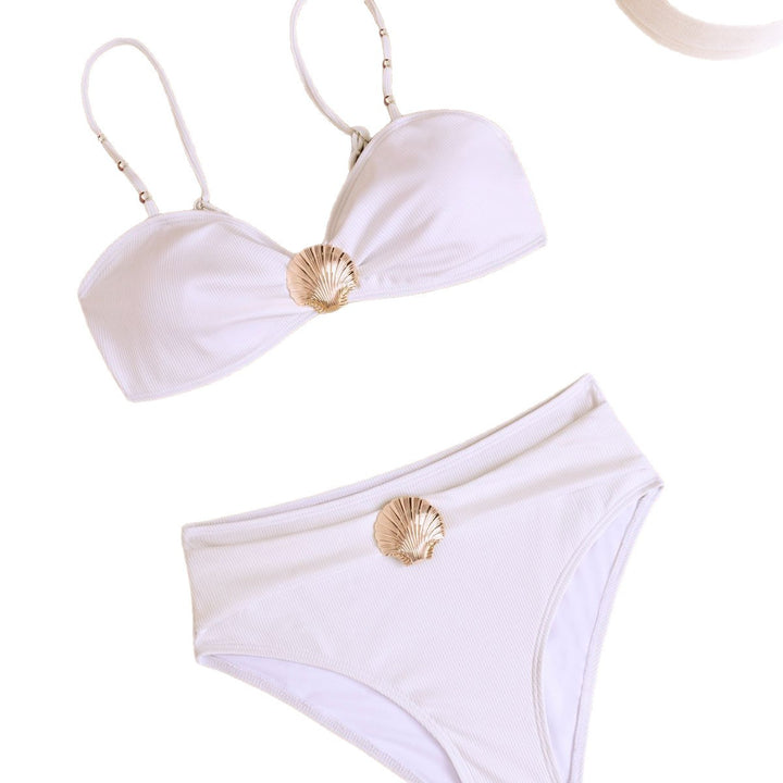 Damen Hochgeschnittener Bikini mit elegantem Muschel-Detail Drune