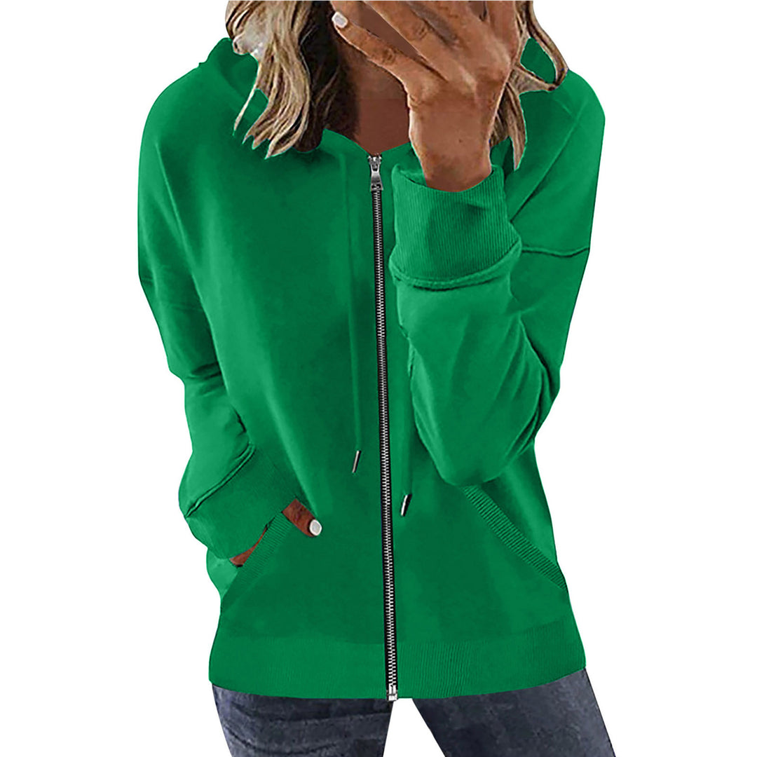Damen nan Kapuzenjacke mit durchgehendem Reißverschluss, Kängurutaschen und elastischen Bündchen Drune