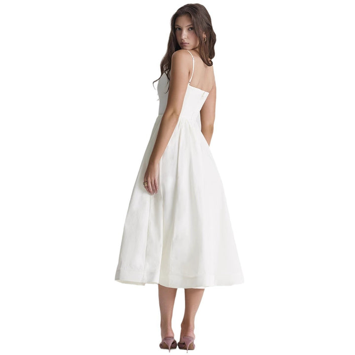 Damen elegantes Midikleid mit Spaghetti-Trägern und fließendem Rock Drune