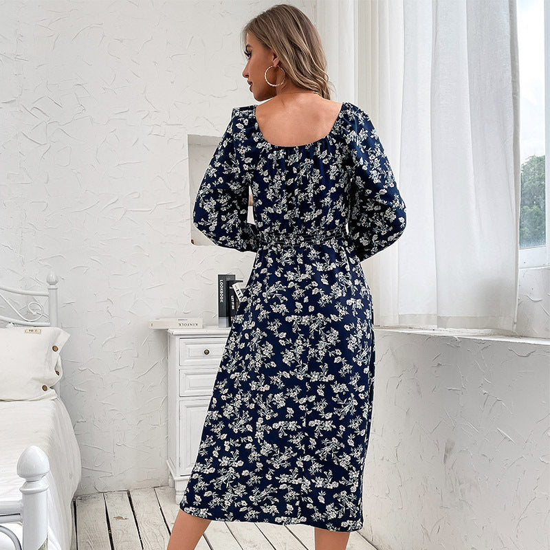 Damen Schulterfreies Midikleid mit elastischem Taillenbündchen und floralem Alloverprint Drune