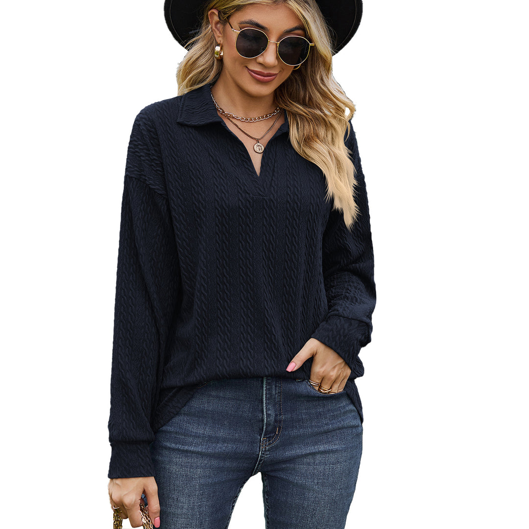 Damen lässiger Pullover mit strukturiertem Kabelmuster Drune