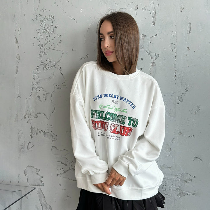 Damen lässiges Sweatshirt mit kreativem Schriftzug Drune