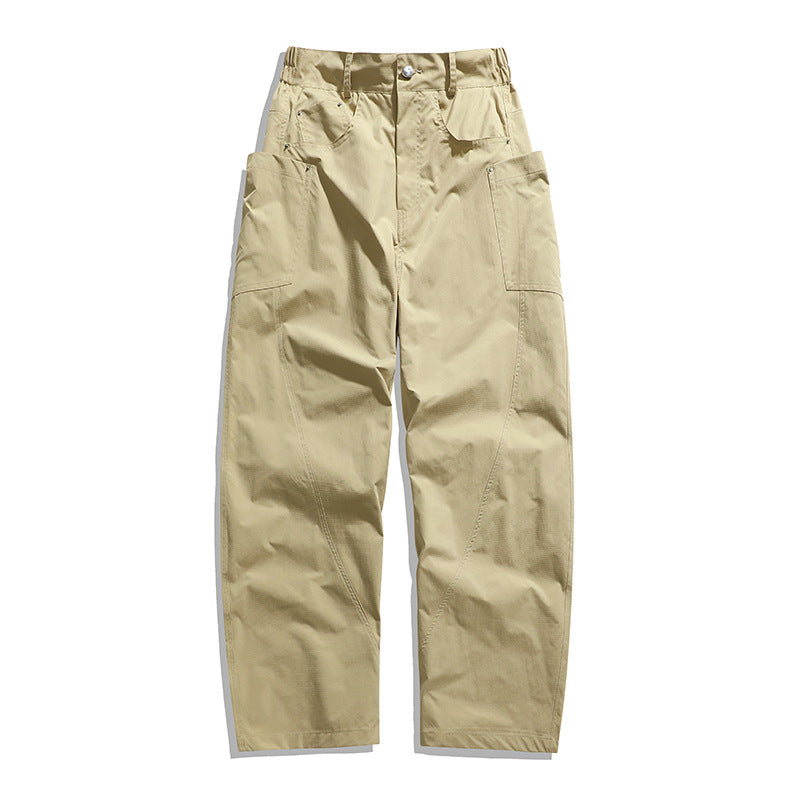 Herren Weite Workwear-Cargo-Hose mit hohem Bund, seitlichen Multi-Taschen & lässigem Baggy-Schnitt Drune