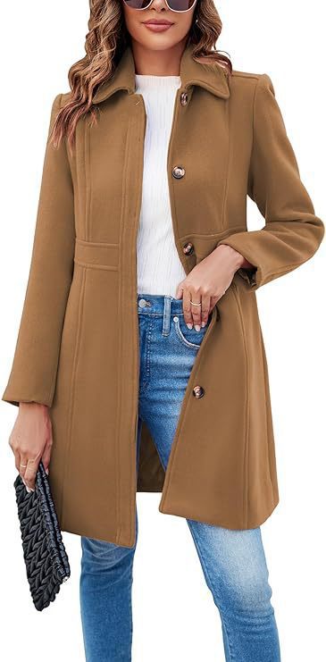Damen klassischer Wollmantel mit modischem Schnitt und funktionalen Details Drune