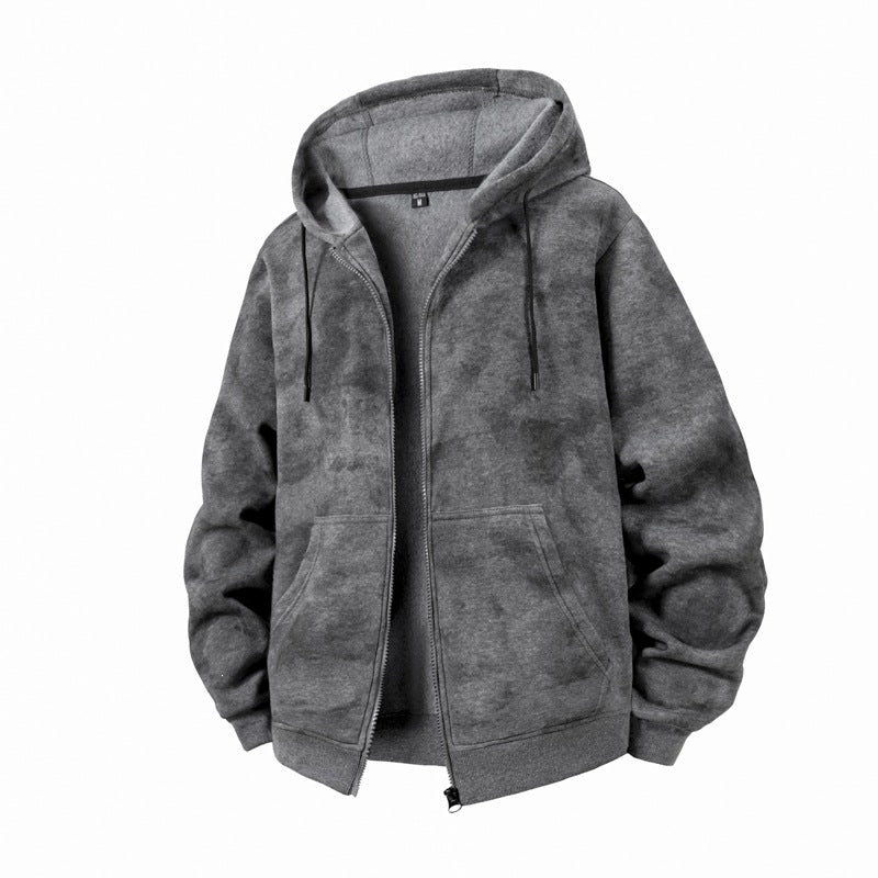 Unisex Oversize Kapuzenzipjacke aus schwerer French-Terry mit Kängurutaschen Drune