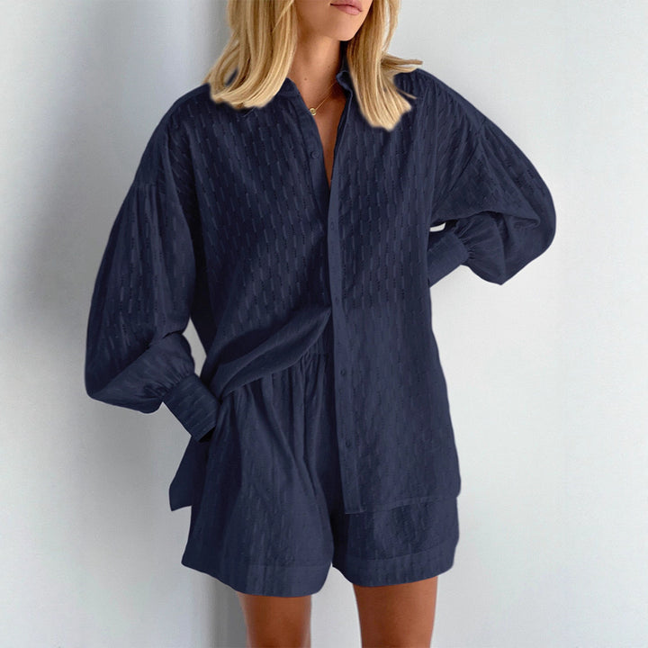 Damen lässige Bluse mit strukturiertem Gewebedesign Drune