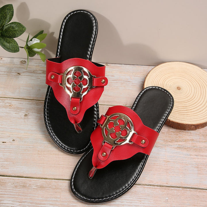 Damen Flip-Flops mit modischer Metallschnalle Drune