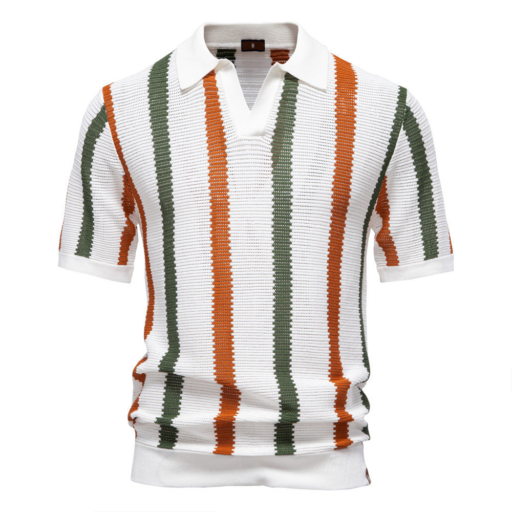 Herren nan kurzärmeliges Strickpolo mit Reverskragen und strukturierter Maschenware Drune