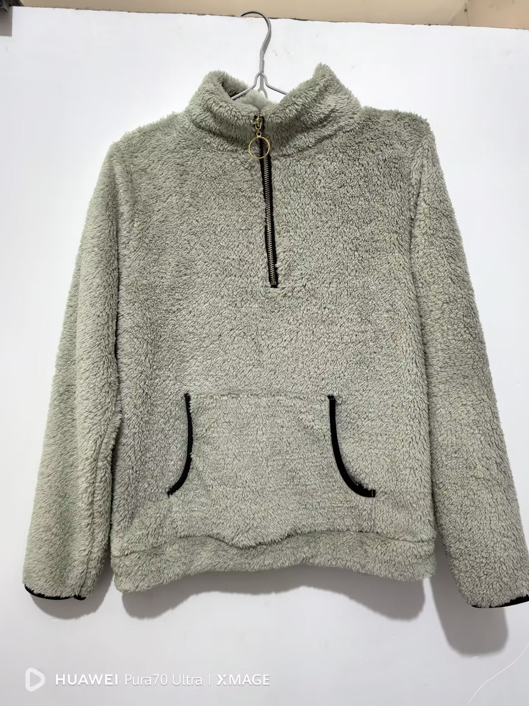Damen kuscheliger Fleece-Pullover mit Hohen Kragen und Reißverschluss Drune