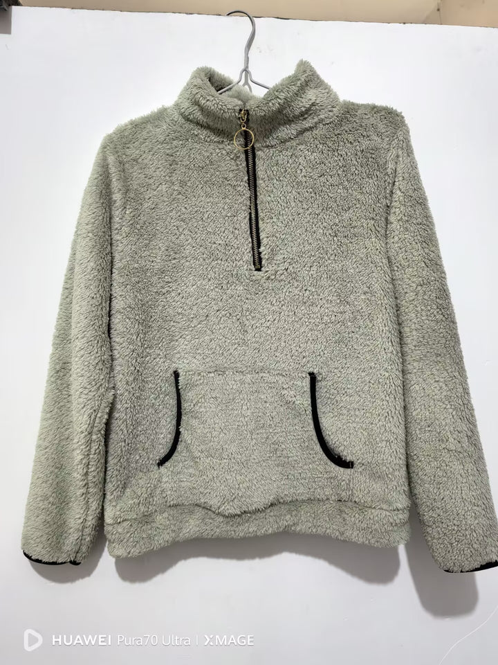 Damen kuscheliger Fleece-Pullover mit Hohen Kragen und Reißverschluss Drune