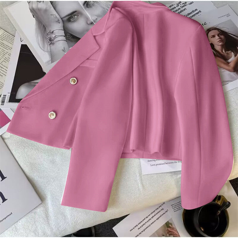 Damen Modischer Kurzblazer mit doppelt geknöpften Details Drune