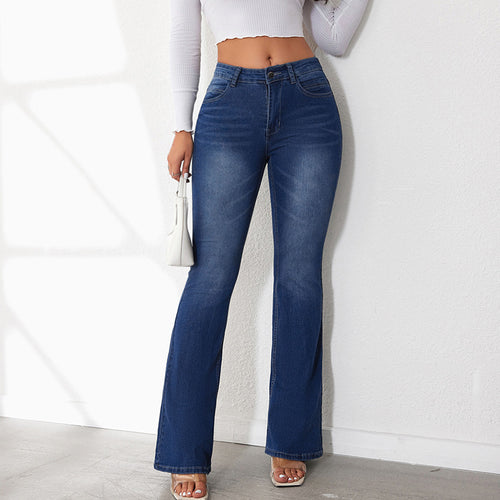 Damen nan Highwaist Schlagjeans mit figurschmeichelnder Passform und weitem Bootcut Drune