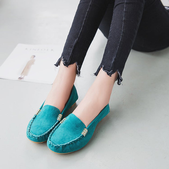 Damen nan bequeme Veloursleder Mokassins mit gepolsterter Innensohle Drune