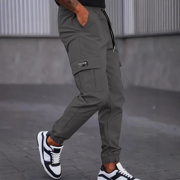 Herren Moderne Cargo-Jogginghose mit elastischem Bund, Kordelzug & Klappentaschen Drune