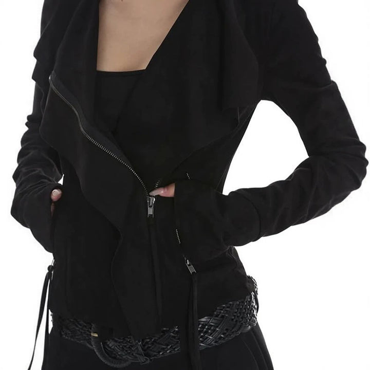 Damen Taillierte Zip-Jacke mit asymmetrischem Kragen und figurformender Silhouette Drune