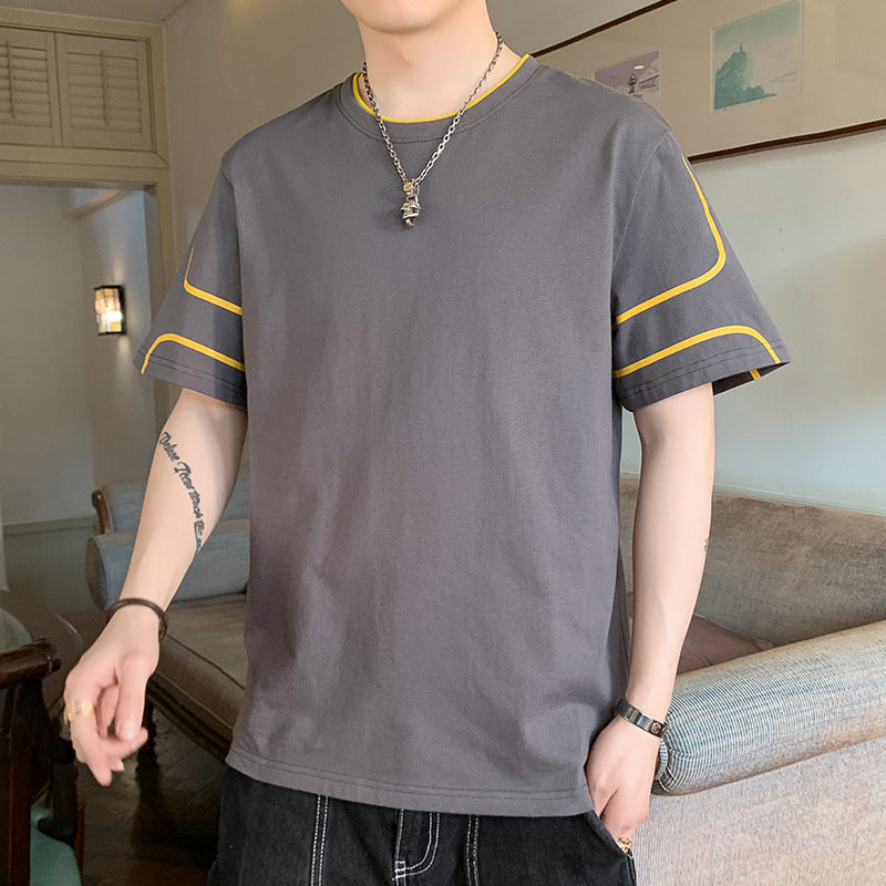 Herren Oversize-T-Shirt aus Baumwollmix mit Kontrastpaspelierung und Dropped-Shoulder Drune