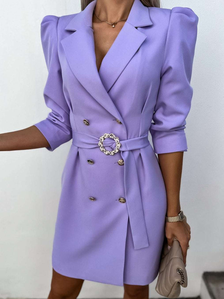 Damen Blazer-Kleid mit tailliertem Schnitt und eleganten Puffärmeln Drune
