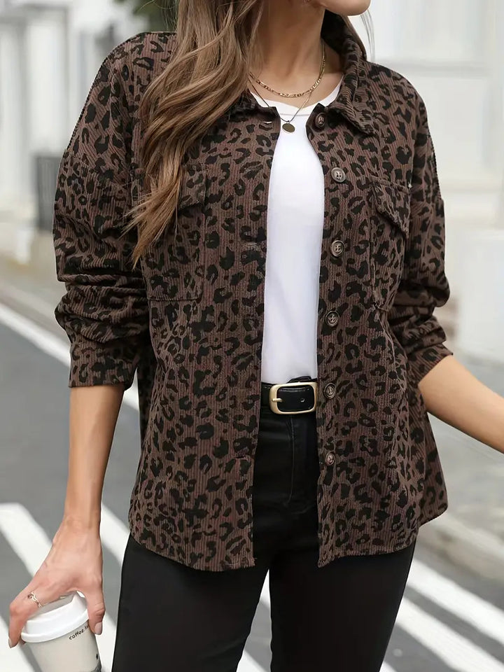 Damen Flanelljacke mit Leopardenmuster Drune