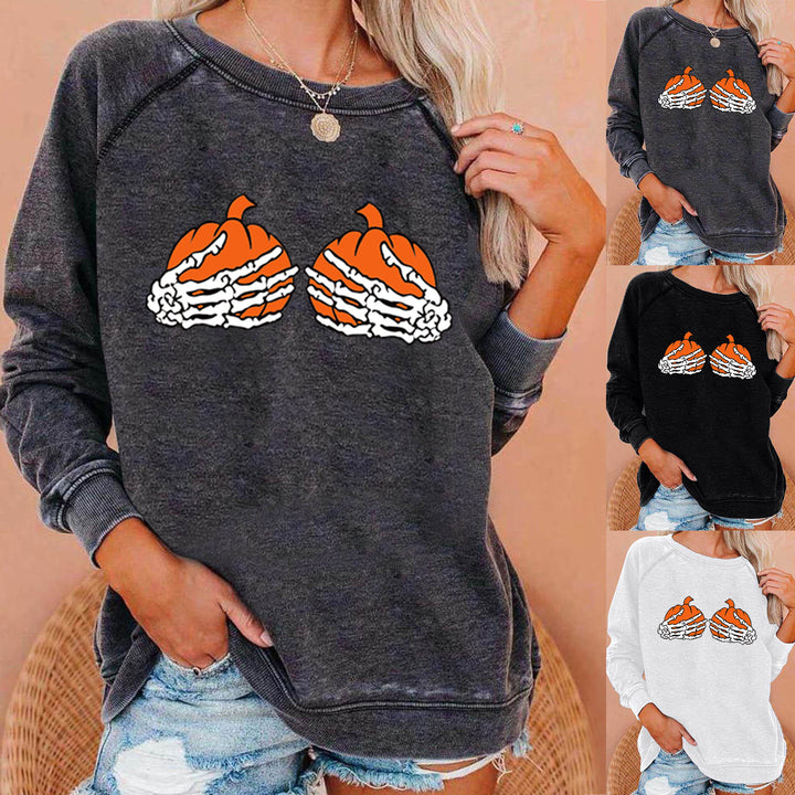 Damen Sweatshirt mit kreativem Halloween-Motiv Drune