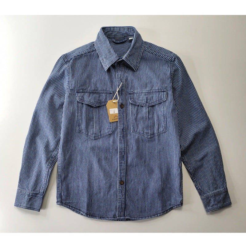Herren Gestreifte Baumwoll-Hemdjacke Drune