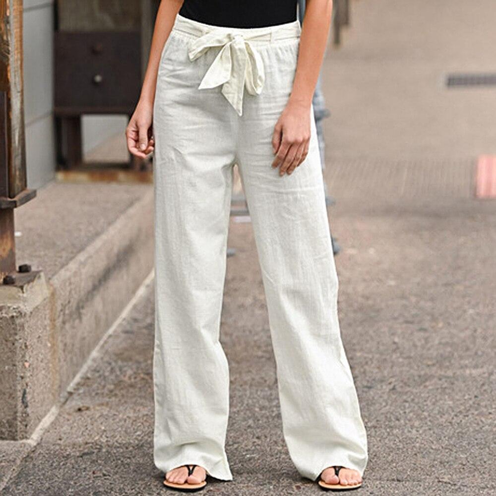 Damen Weite Lounge-Hose mit hohem Gummibund und dekorativem Bindeband Drune