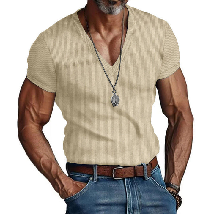 Herren Kurzarm V-Ausschnitt T-Shirt Drune