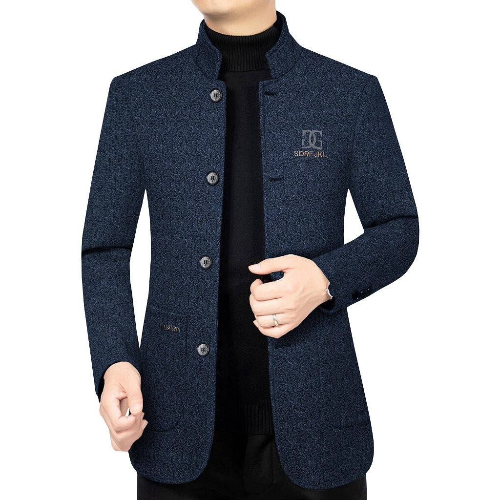Herren Moderner Stehkragen-Blazer im Travel-Stil mit wattierter Innenfütterung Drune
