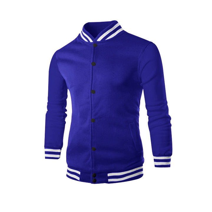 Herren nan schlanke Collegejacke im Collegestil mit Druckknopfleiste und kontrastierenden Rippbündchen Drune