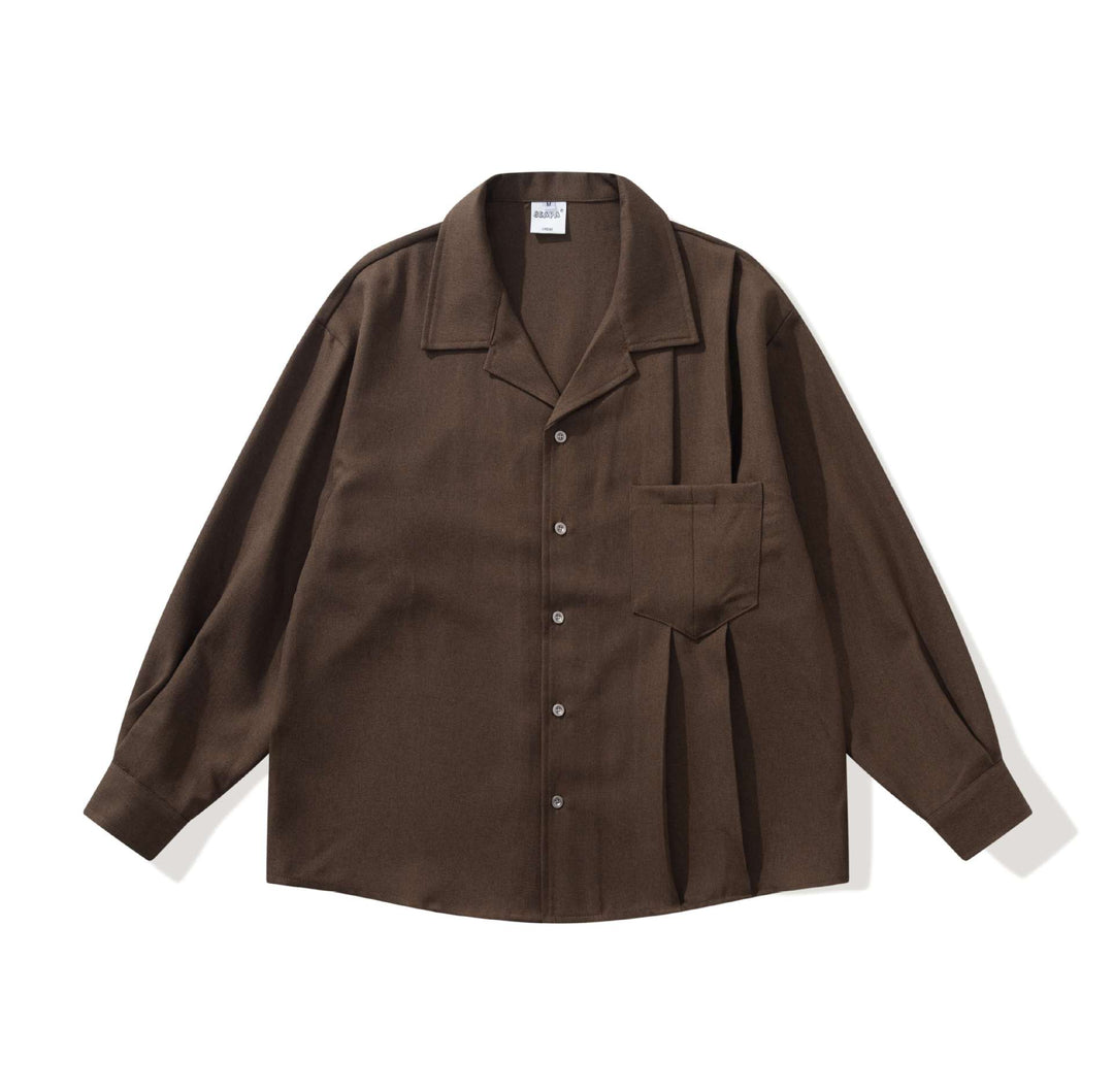 Unisex Oversize Hemdjacke mit offenem Reverskragen und Brusttasche Drune