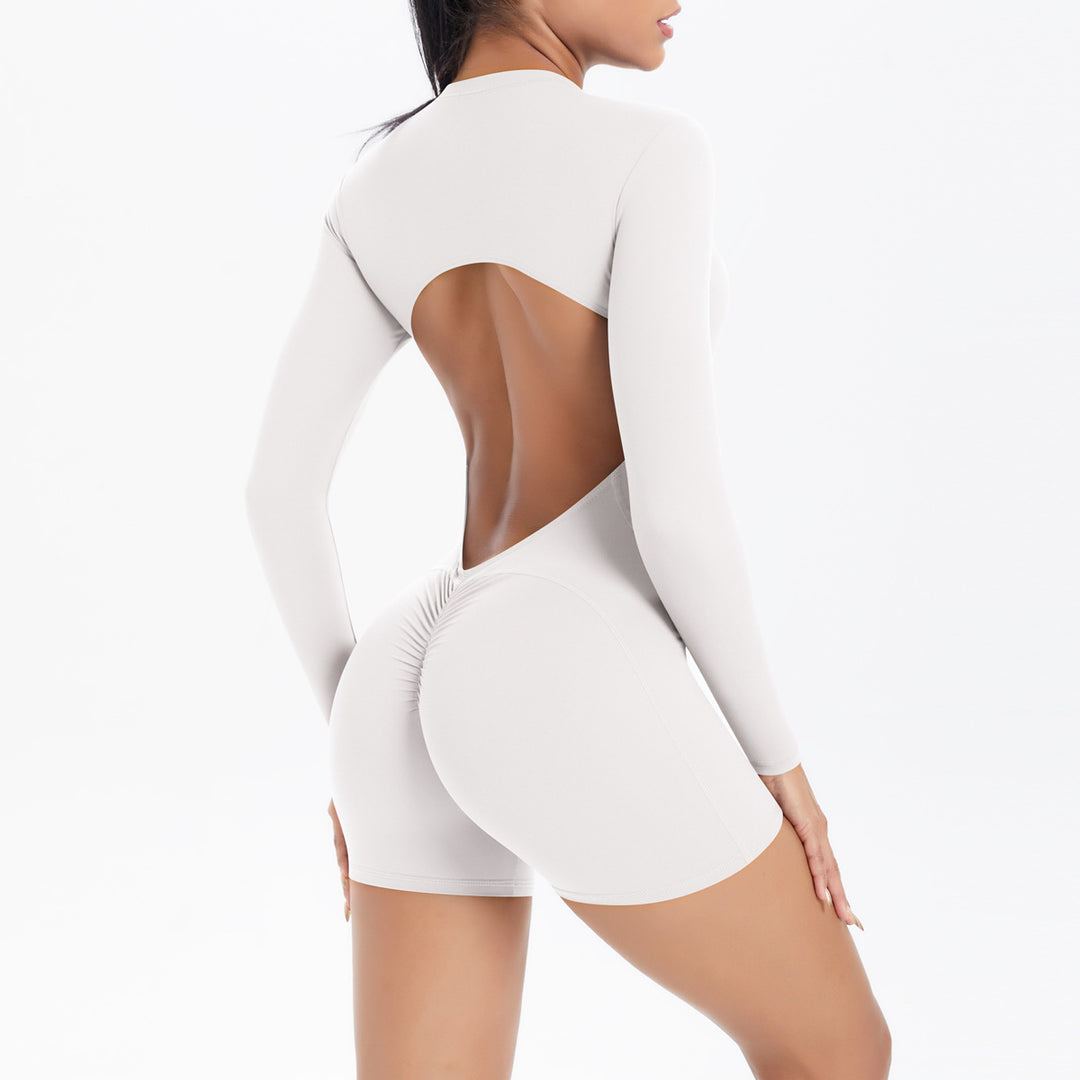 Damen Sportlicher Ganzkörperanzug mit tiefem Rückenausschnitt und figurbetonendem Design Drune