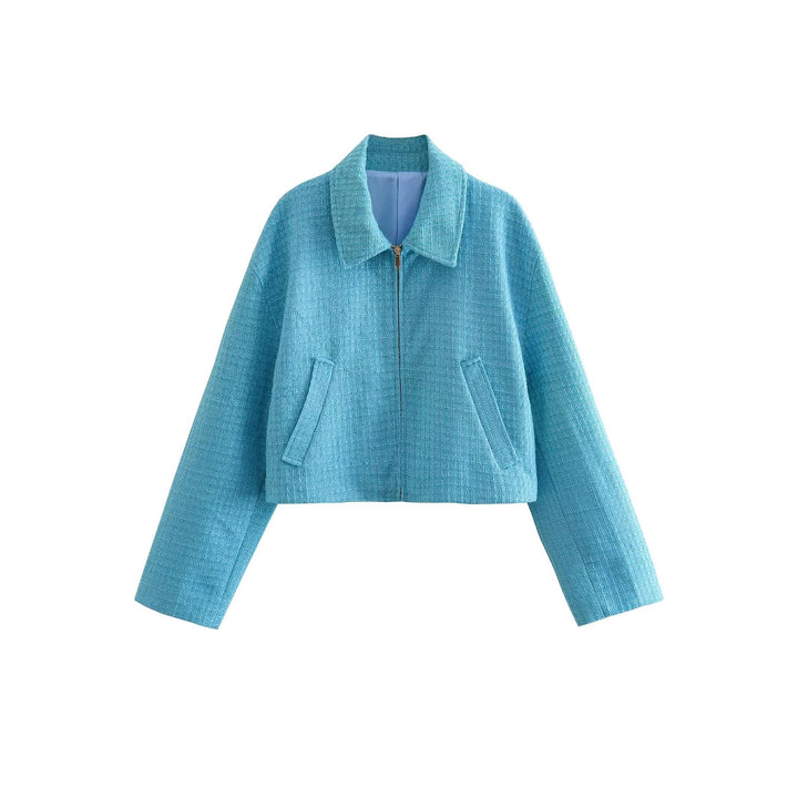 Damen cropped Jacke mit strukturierter Oberfläche und seitlichen Eingrifftaschen Drune