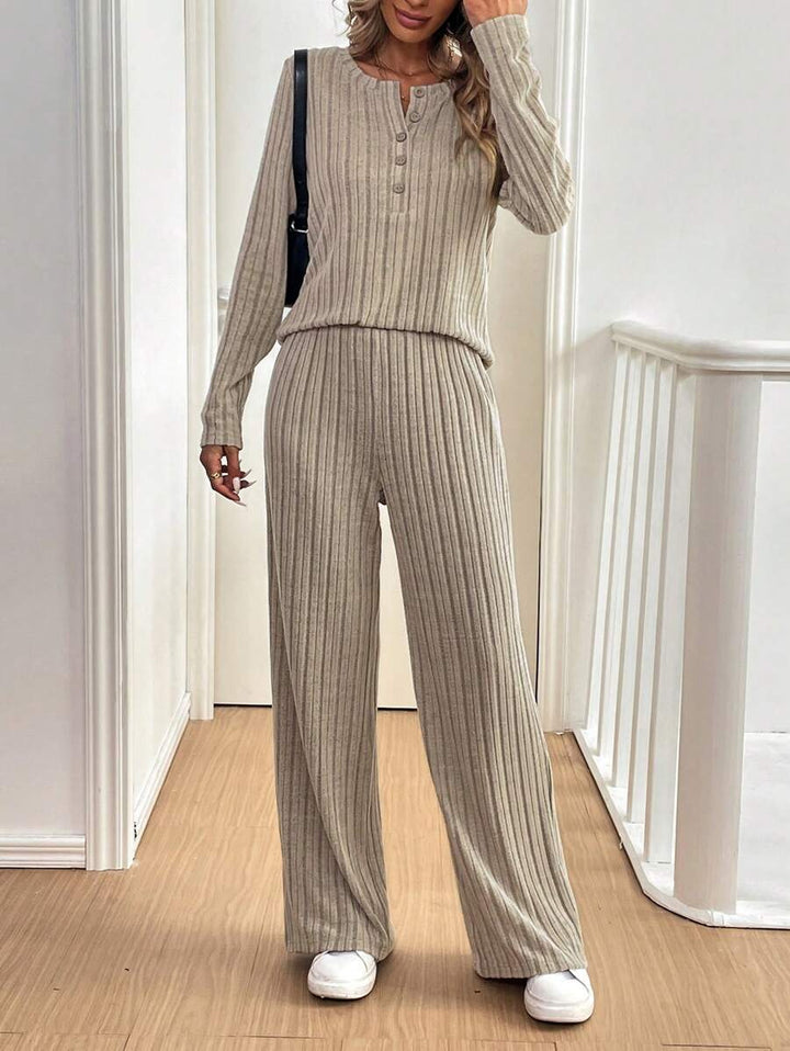 Damen Lässiges Strickanzug mit feinem Rippenmuster Drune
